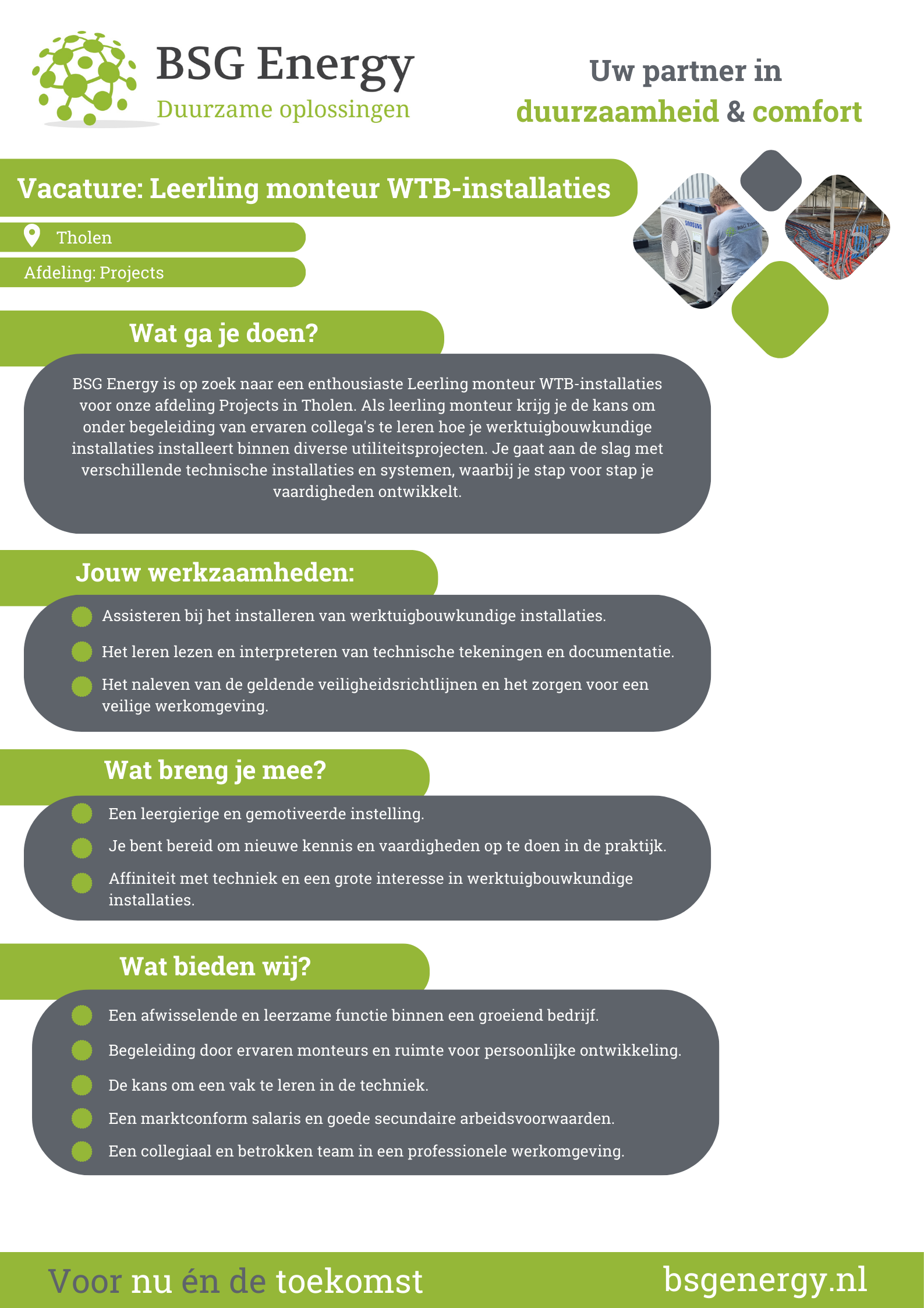 Vacature leerling monteur WTB-installaties
